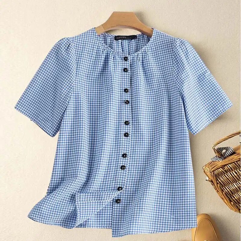 Blusa Manga Curta Xadrez Loma